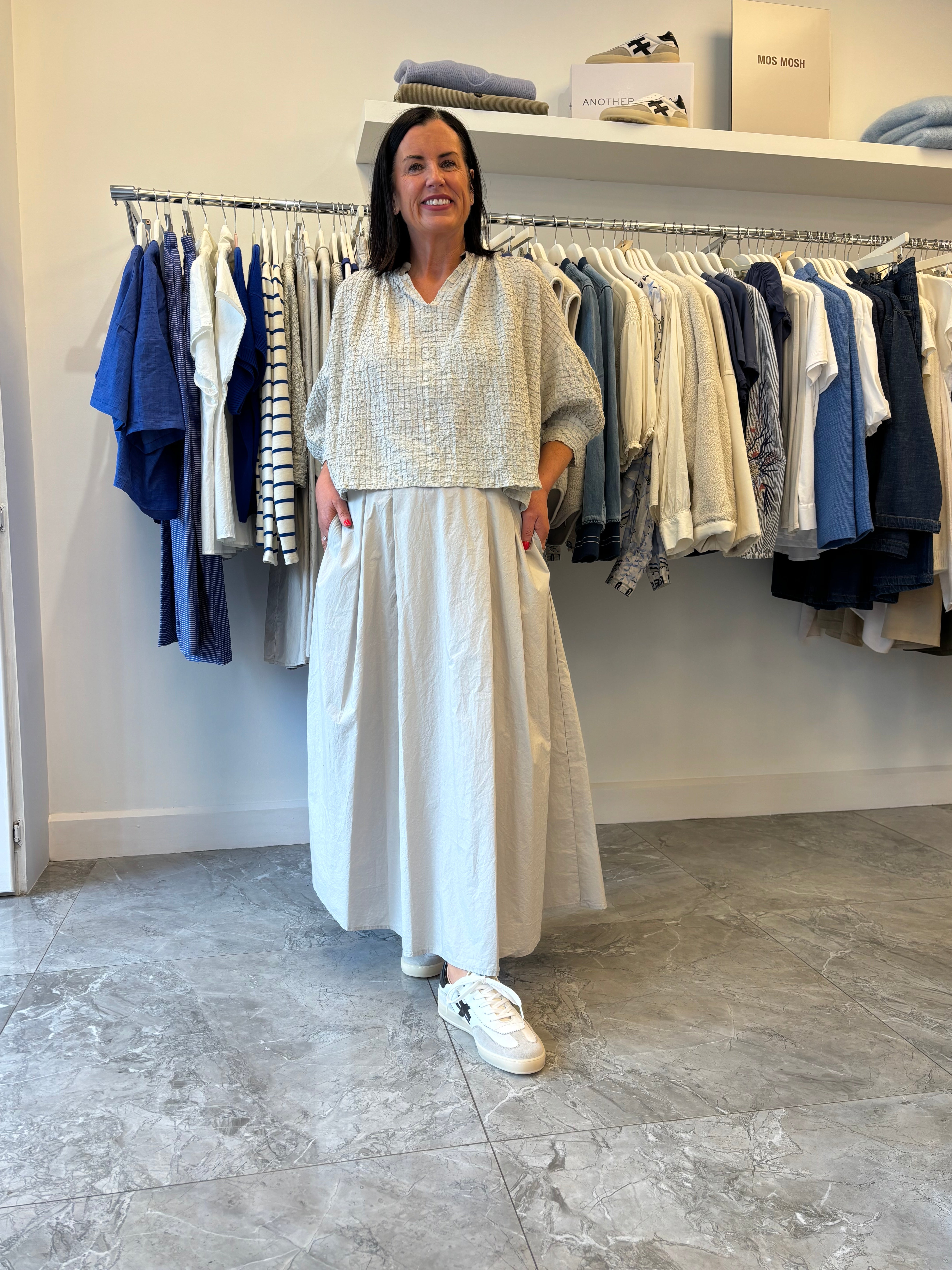 NEIRAMI Crinkle Puff Sleeve Blouse Shell