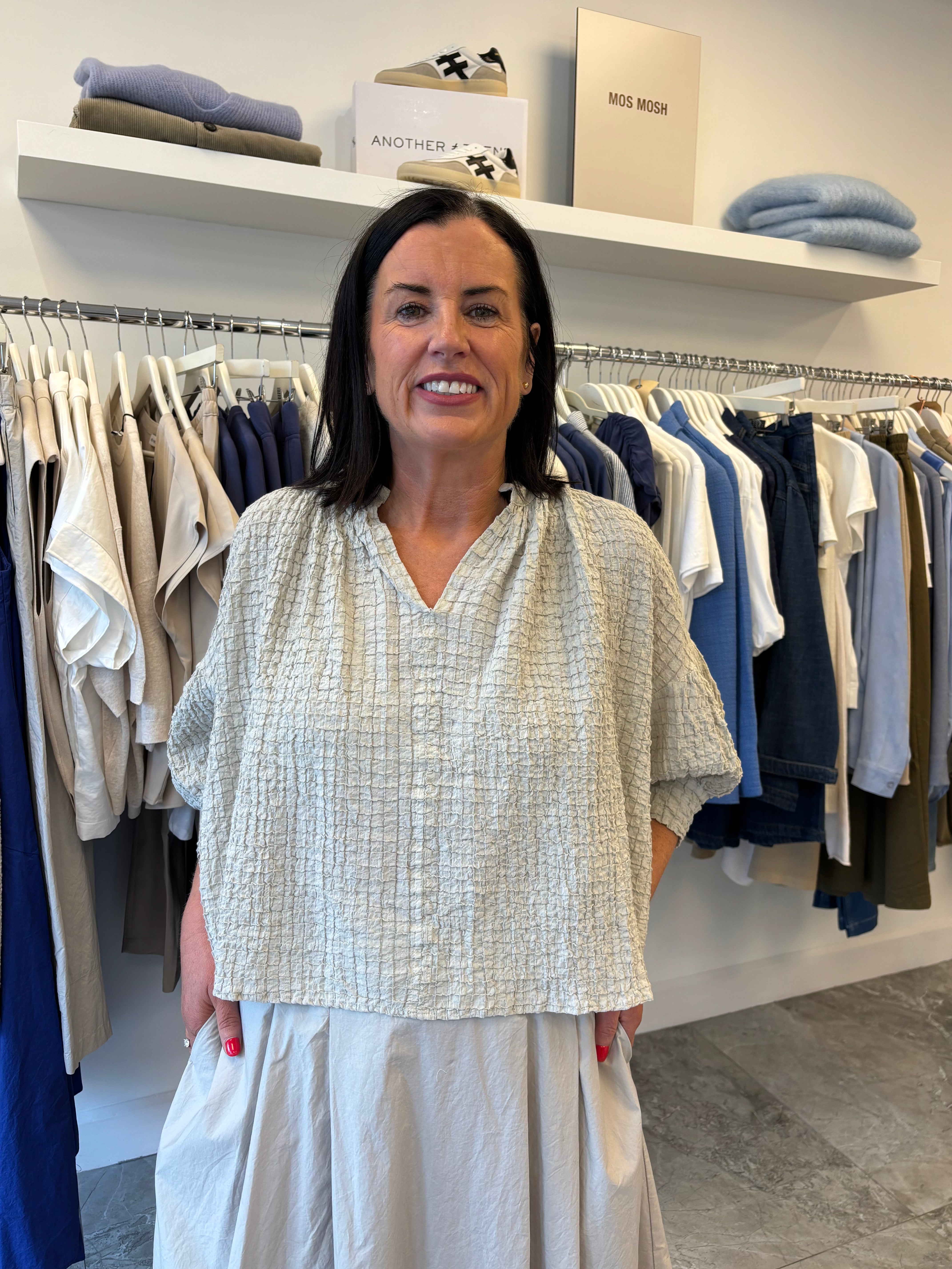 NEIRAMI Crinkle Puff Sleeve Blouse Shell