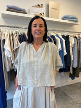 NEIRAMI Crinkle Puff Sleeve Blouse Shell