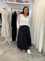 NEIRAMI Cotton Poplin Skirt Black