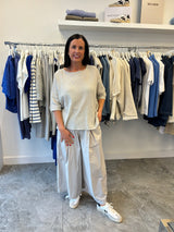 NEIRAMI Crinkle Short Sleeve Blouse Shell