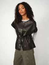 Mos Mosh Aylin Leather Waistcoat Black