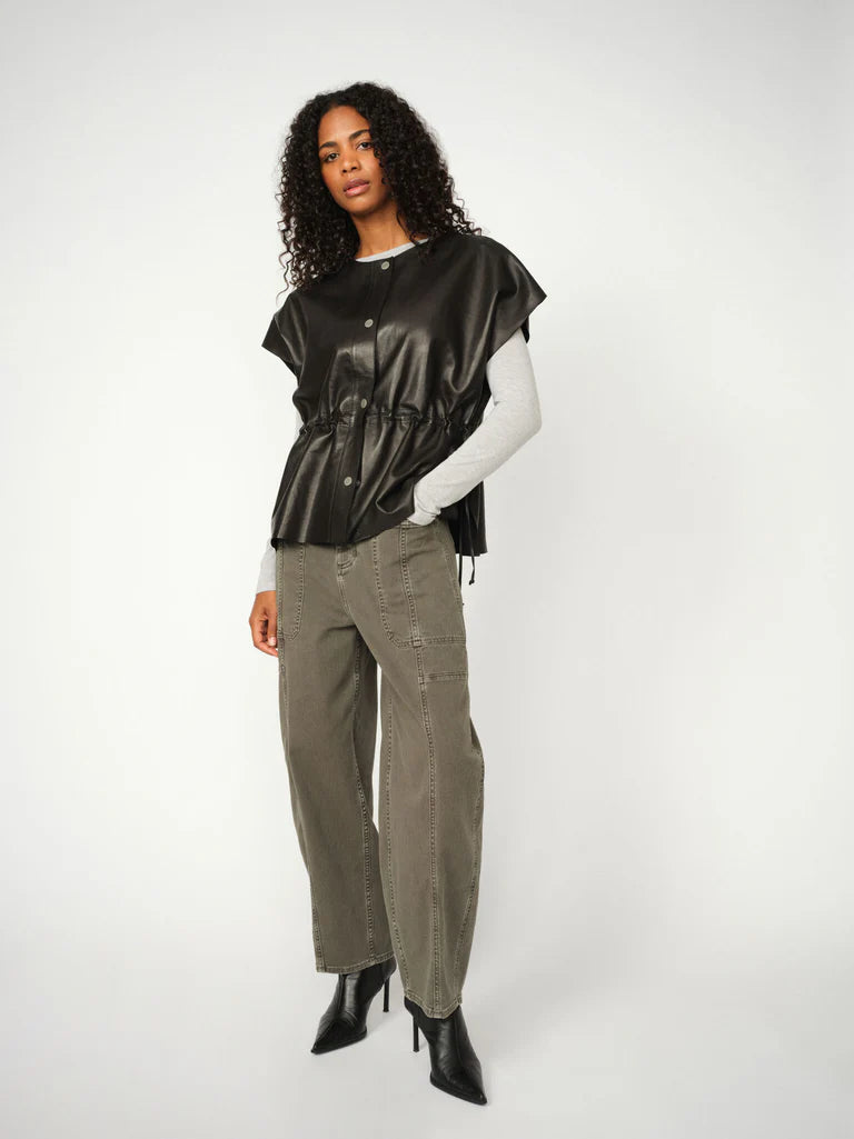 Mos Mosh Aylin Leather Waistcoat Black