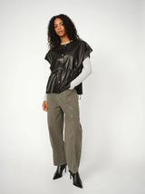 Mos Mosh Aylin Leather Waistcoat Black
