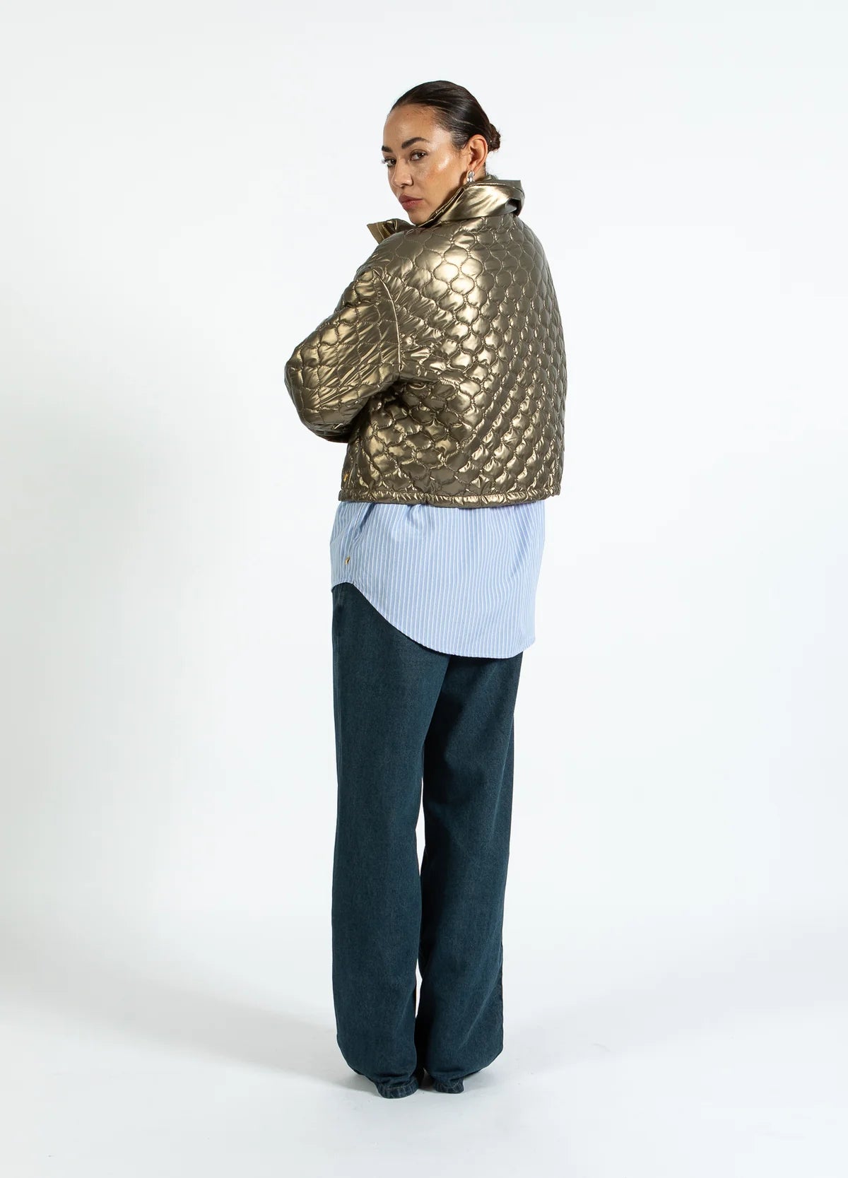 COSTER COPENHAGEN Quilted Puffer Jacket Metallic Sand