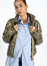 COSTER COPENHAGEN Quilted Puffer Jacket Metallic Sand