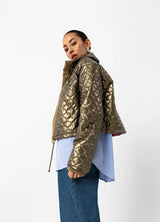 COSTER COPENHAGEN Quilted Puffer Jacket Metallic Sand