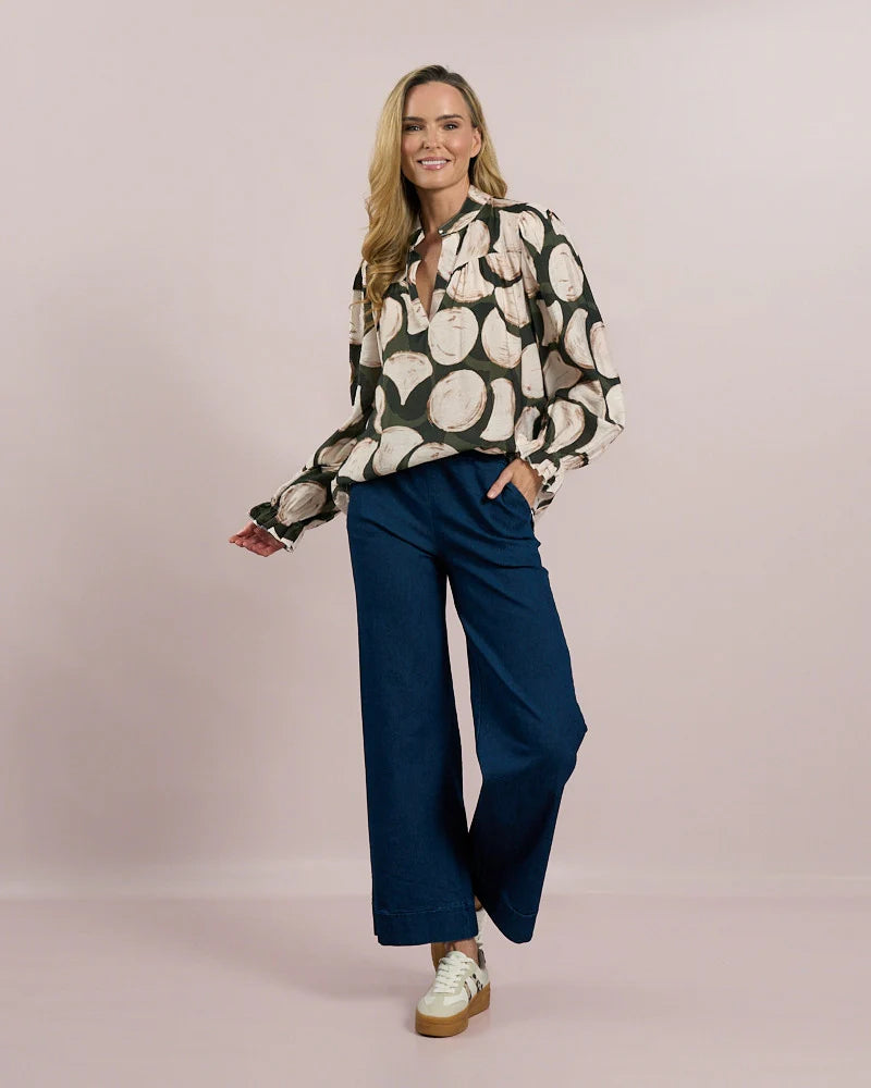 d.e.c.k. By Decollage Circle Blouse Khaki
