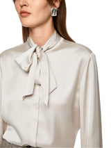 Marc Cain Collections Feminine Blouse with Bow ZC51.20W25 Smoke