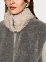 Marc Cain Collections Cosy Waistcoat with Faux Fur Collar ZC37.01W63 Soft Charcoal