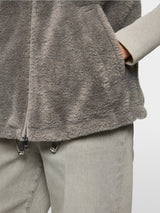 Marc Cain Collections Cosy Waistcoat with Faux Fur Collar ZC37.01W63 Soft Charcoal