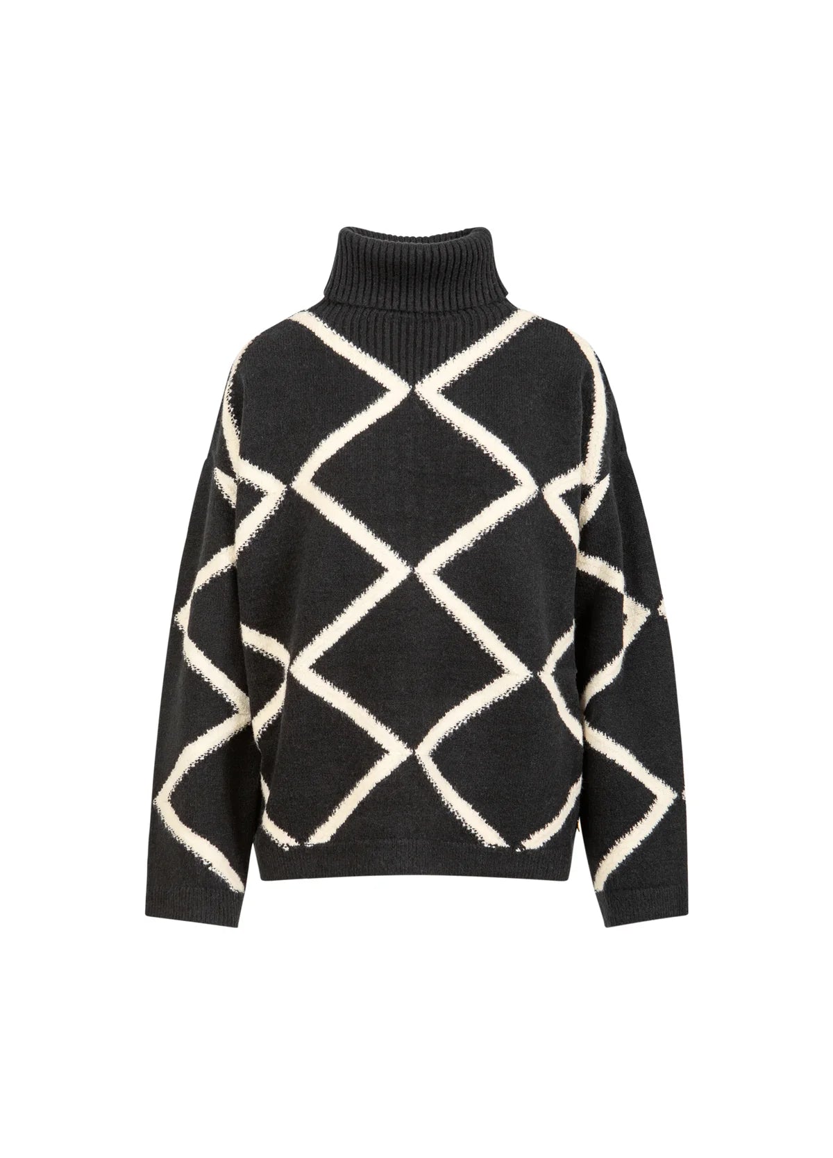 COSTER COPENHAGEN High Neck Knit Sweater Black & Crème