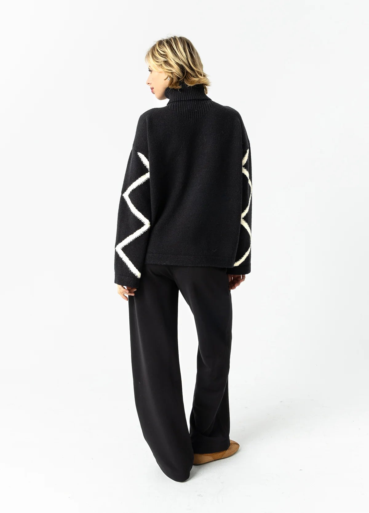 COSTER COPENHAGEN High Neck Knit Sweater Black & Crème