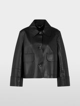 Marc Cain Collections wide sleeve lightweight Leather Jacket ZC31.06L03 Black