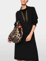 Marc Cain Sports Midi Sweatshirt Dress with Leopard Cord ZS21.26J09 Black