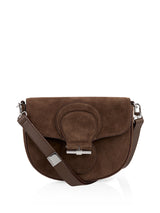 Marc Cain Collections Suede Shoulder Bag ZCTI.09L28 Dark Chestnut Brown