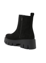 Jenny Chunky Sole Boots Faux Suede Black
