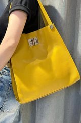 Celine Large Grained Leather Tote Mustard