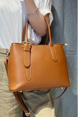 Charlotte Grained Leather Handbag with 2 compartments Classic Tan
