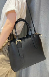 Charlotte Grained Leather Handbag with 2 compartments Black