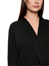 Marc Cain Collections Feminine Shirt with V Neck Black ZC48.18J14