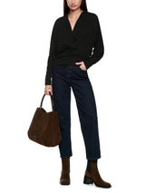 Marc Cain Collections Feminine Shirt with V Neck Black ZC48.18J14