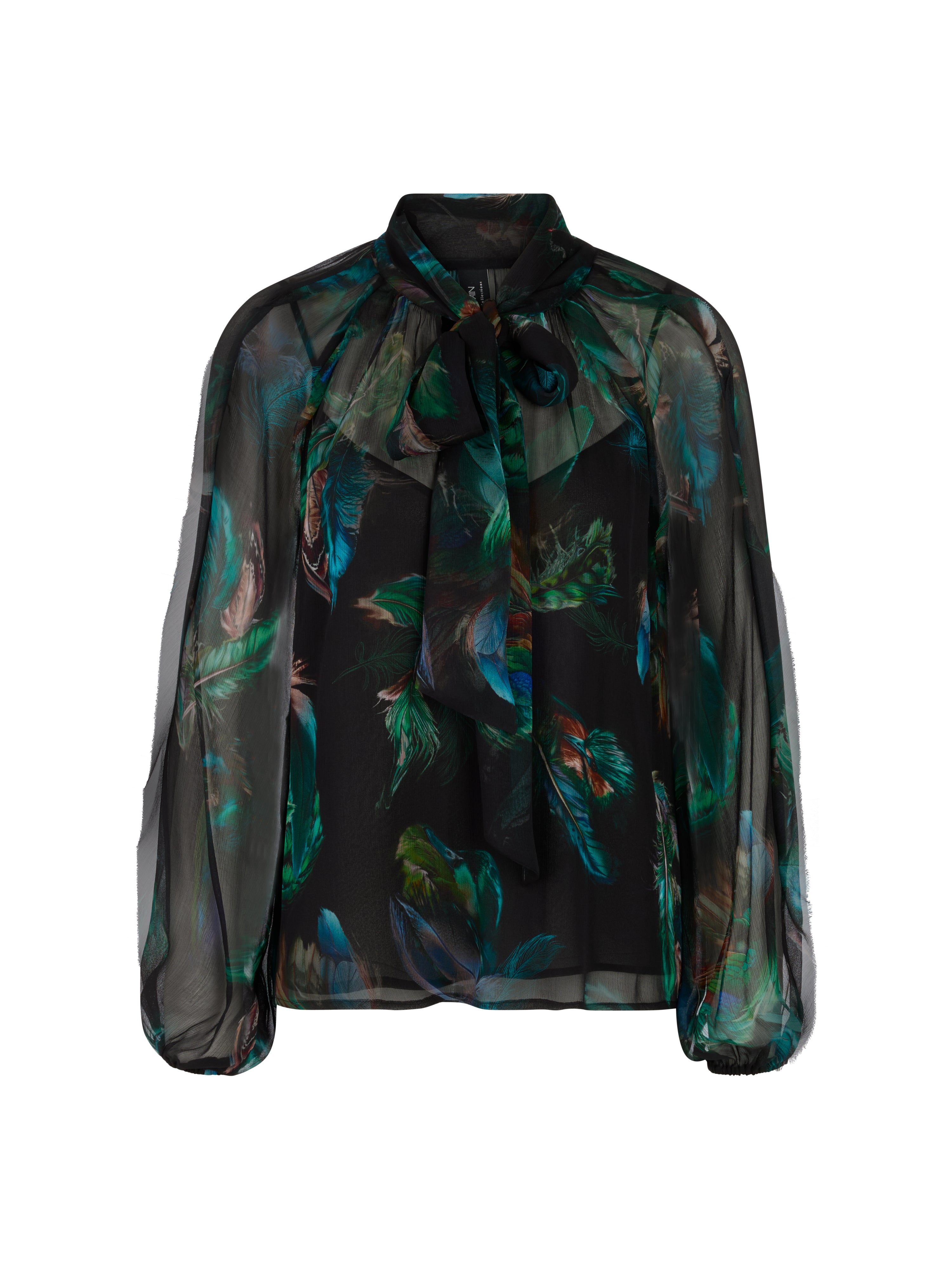 Marc Cain Collections Transparent Viscose Blouse Dark Jade Green ZC51.32W82