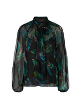 Marc Cain Collections Transparent Viscose Blouse Dark Jade Green ZC51.32W82