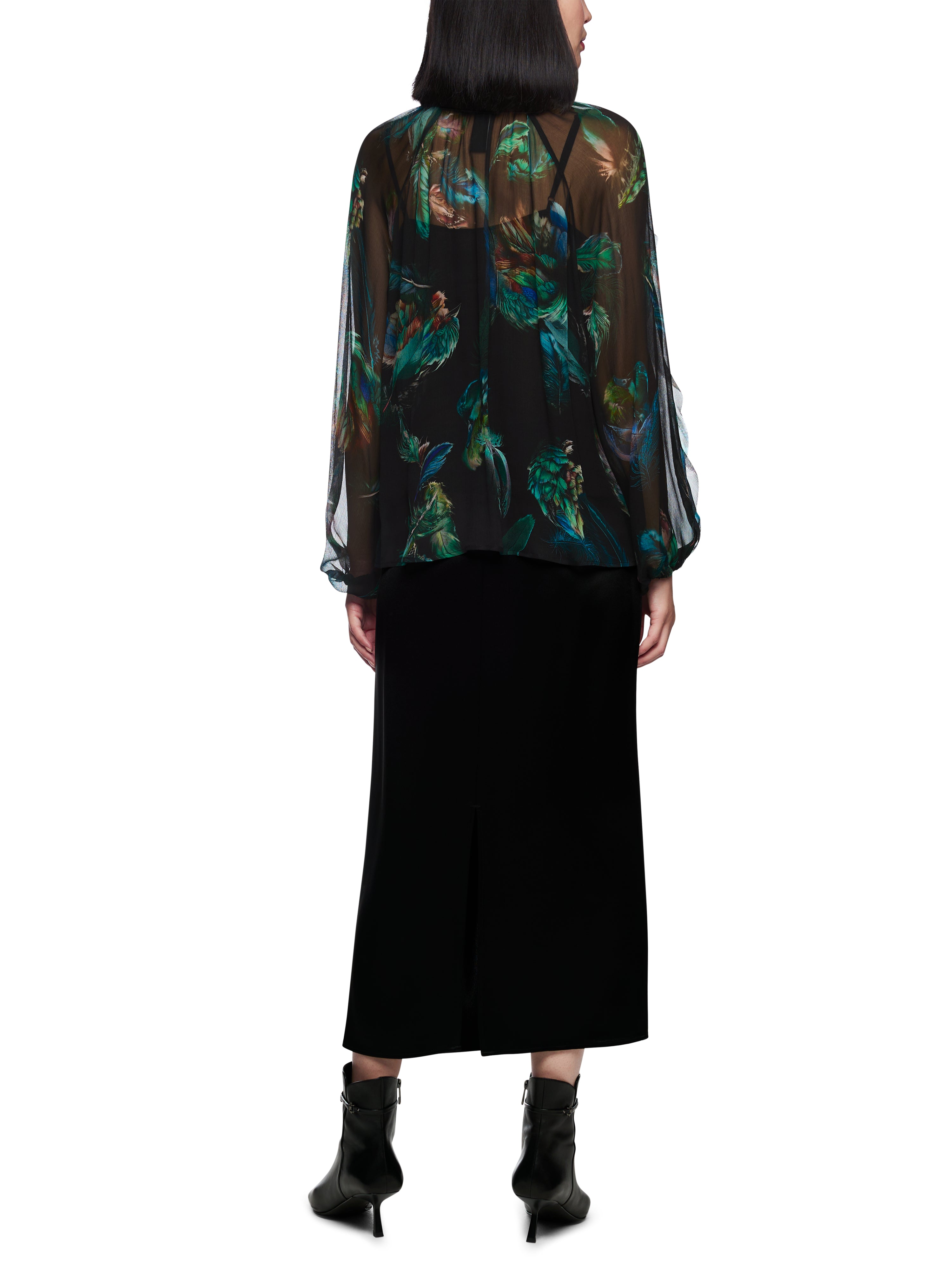 Marc Cain Collections Transparent Viscose Blouse Dark Jade Green ZC51.32W82
