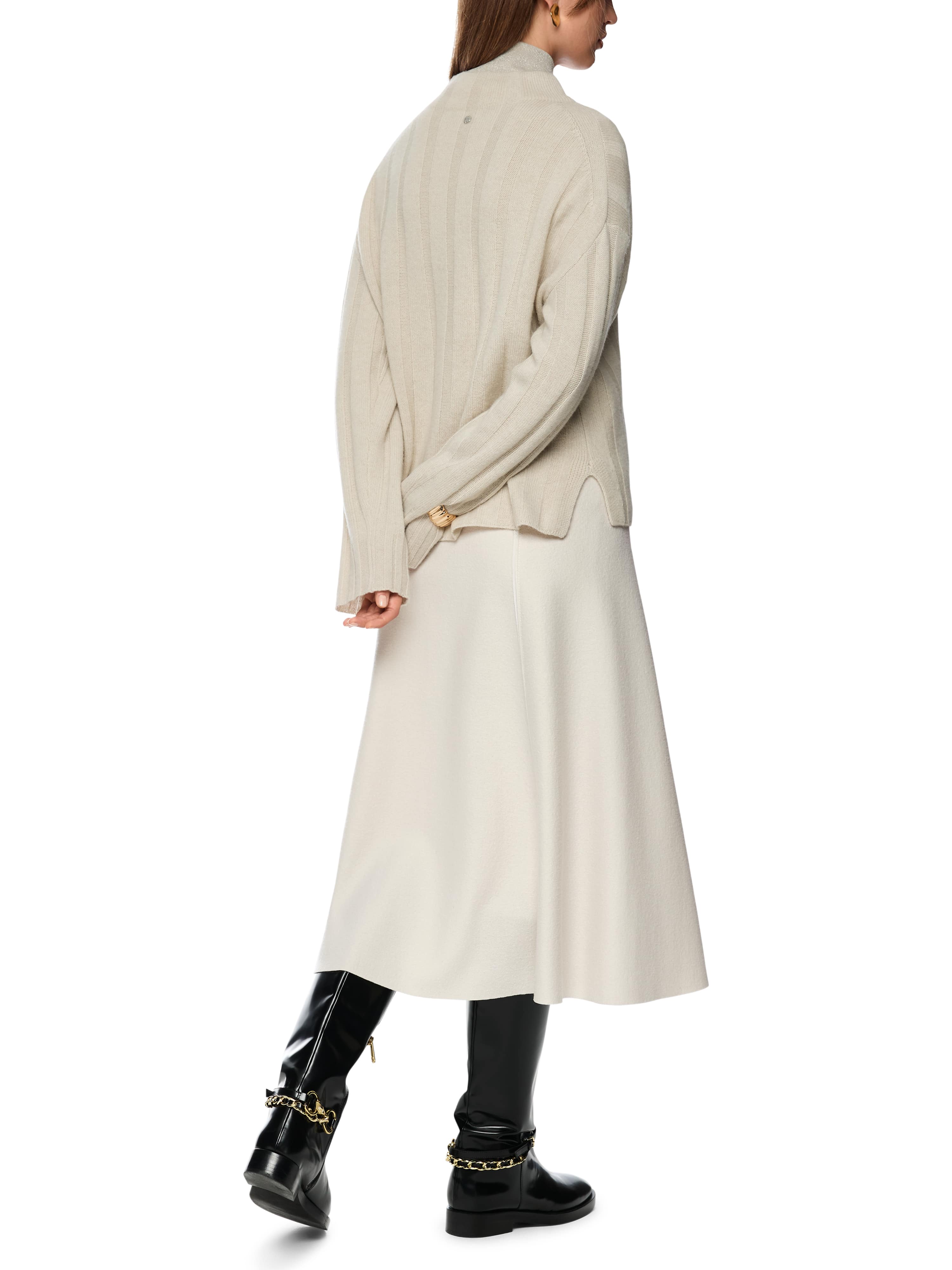 Marc Cain Collections Knitted in Germany Boiled Wool Skirt ZC71.19J30 Smoke