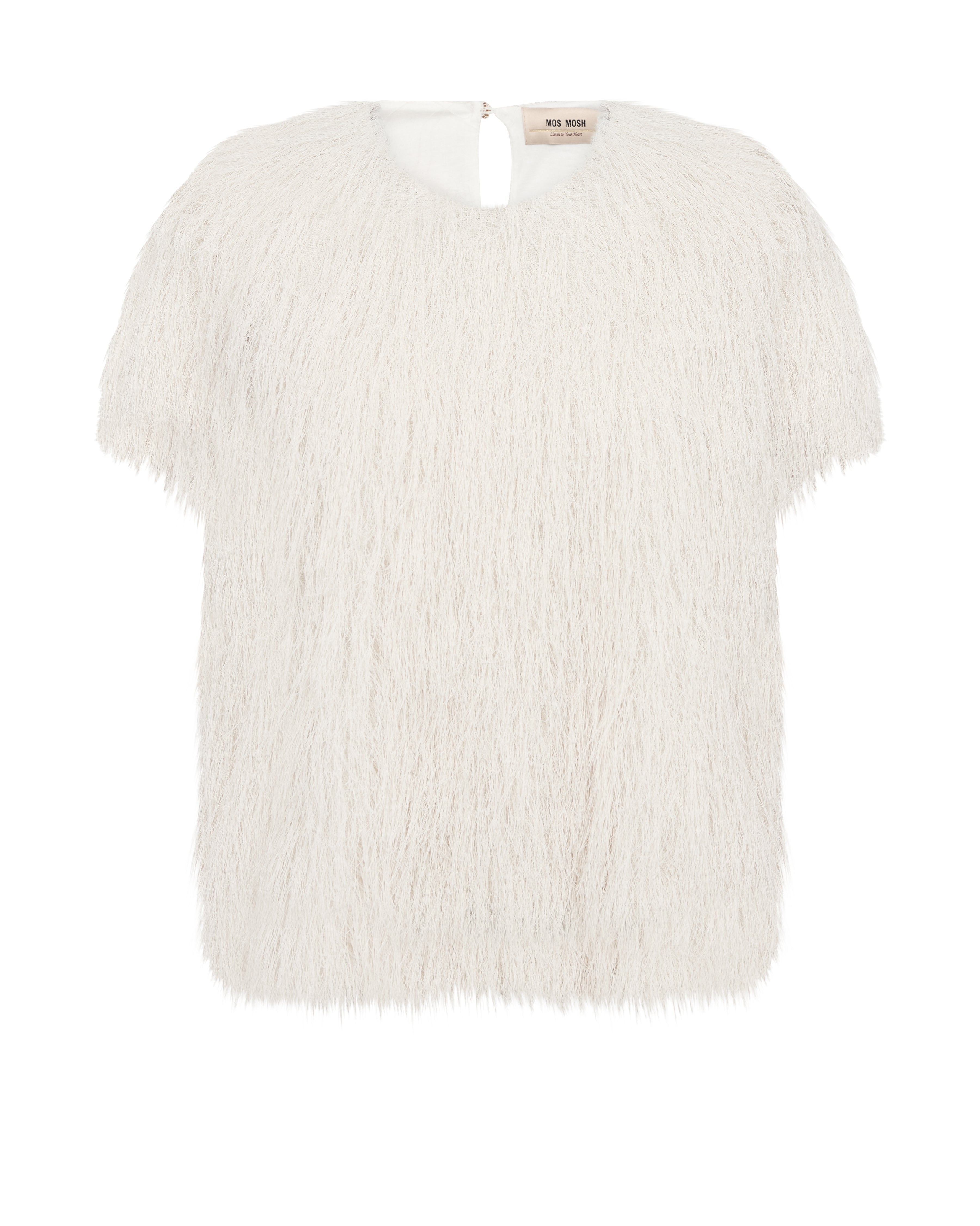 Mos Mosh Brim Faux Fur Tee Ecru
