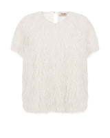 Mos Mosh Brim Faux Fur Tee Ecru