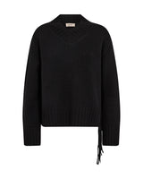Mos Mosh Eshala Fringe V-Neck Knit Black