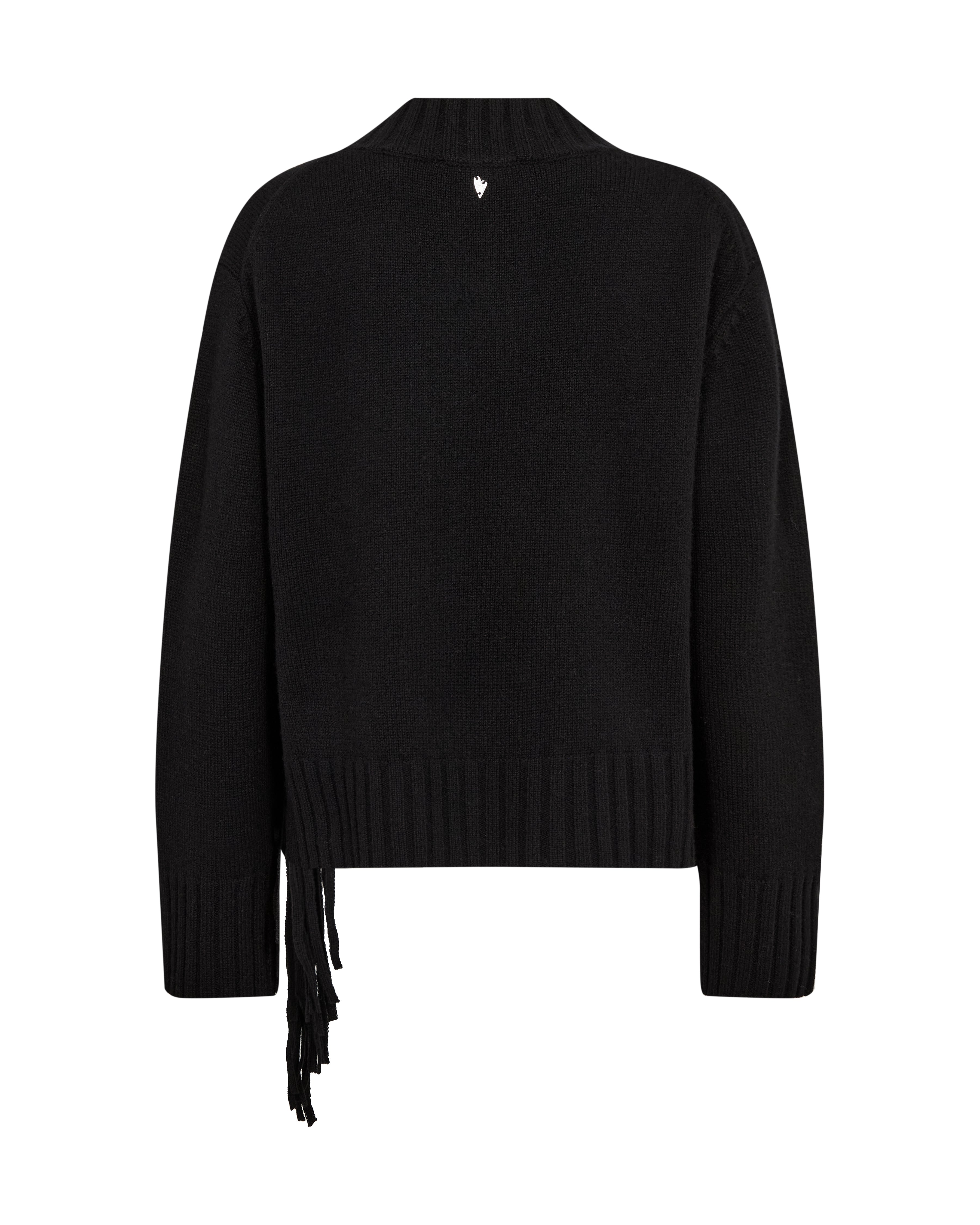 Mos Mosh Eshala Fringe V-Neck Knit Black