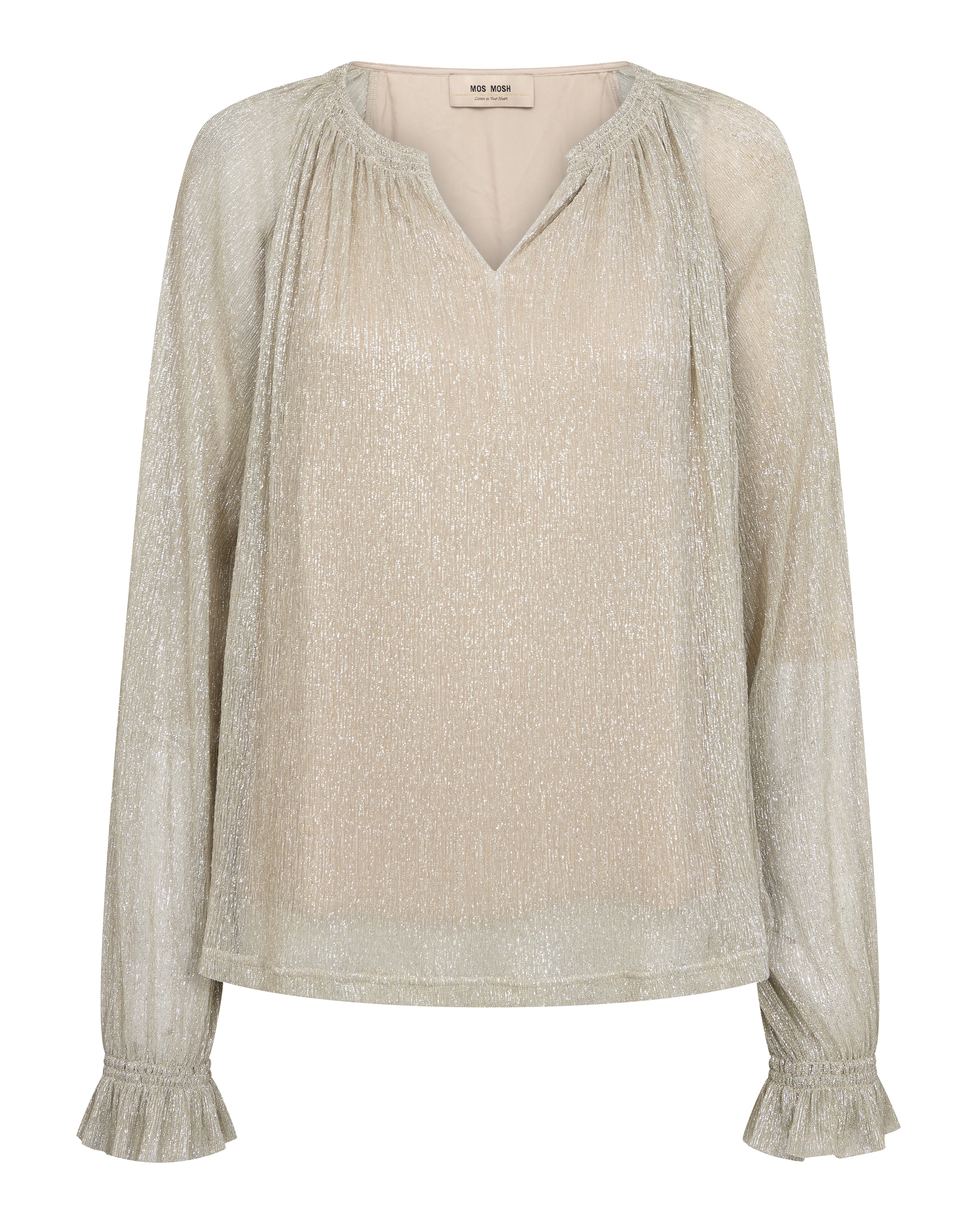 Mos Mosh Ximena Glam V-neck Blouse Mourning Dove