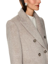 Marc Cain Additions Fitted Coat in Alpaca Wool Blend Warm Stone ZA11.03W76