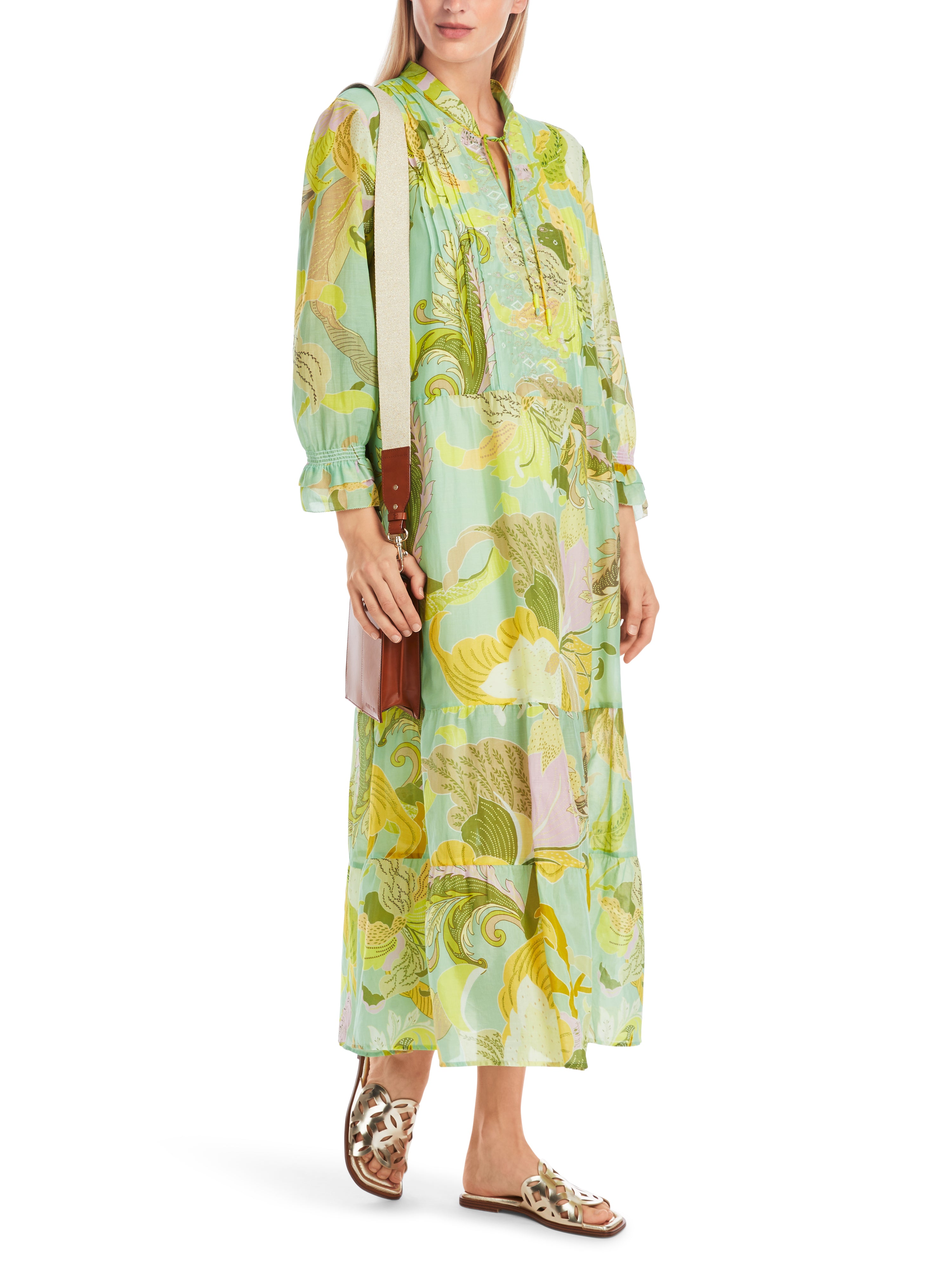 Marc Cain Midi Dress with Leaf Motif Limeade
