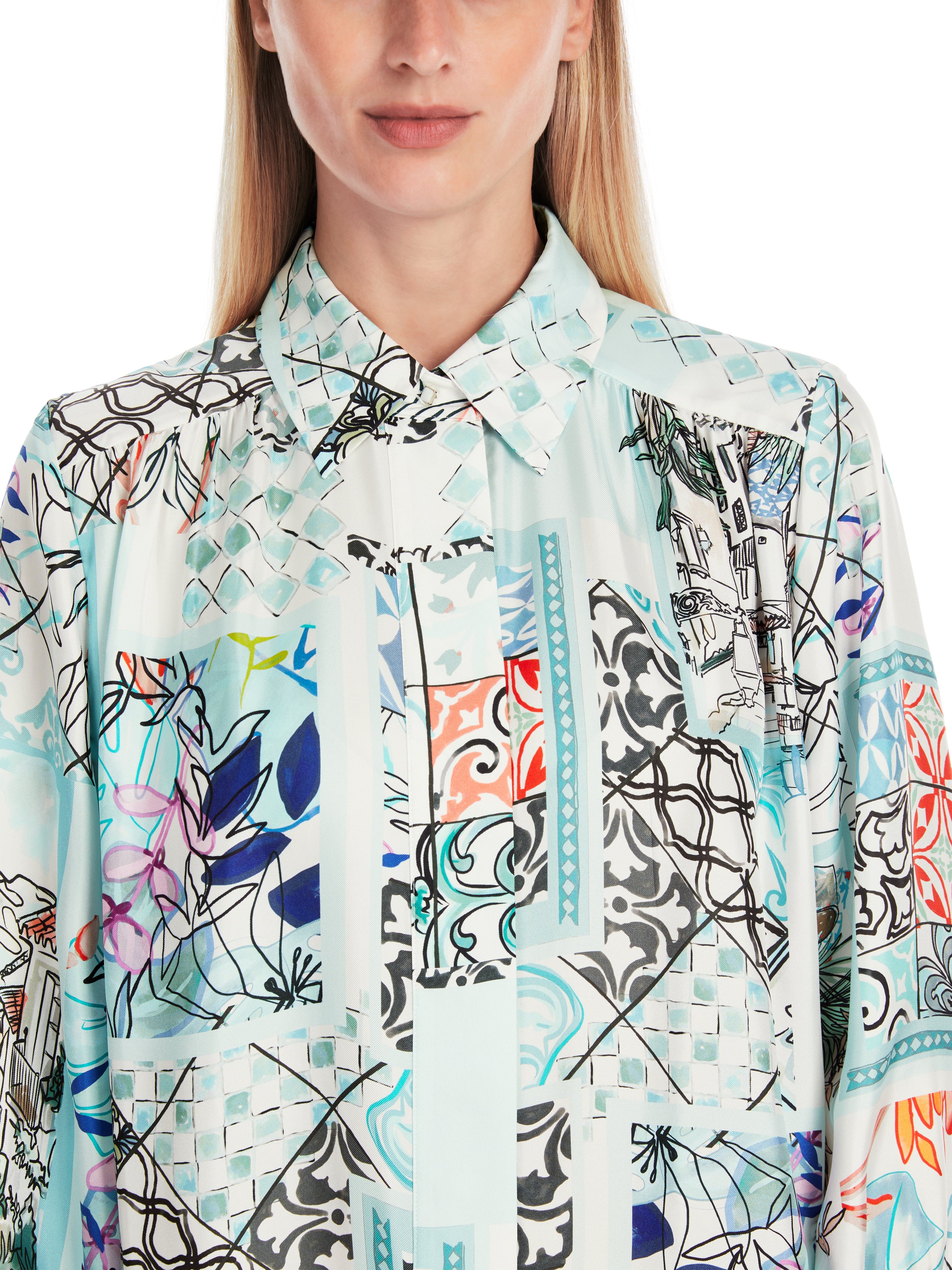 Marc Cain Collections 100% Silk Print Shirt Dress