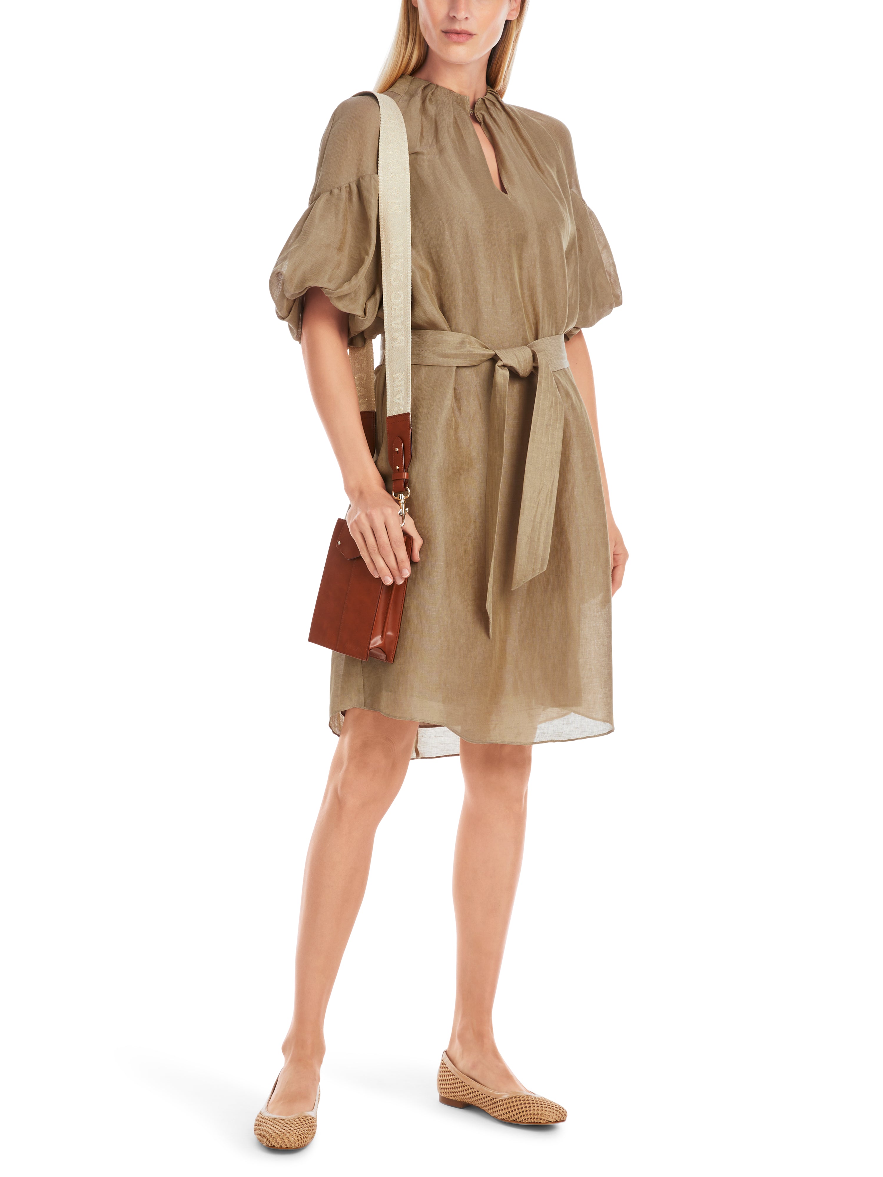Marc Cain Collections Mini Dress with Balloon Sleeves Capuccino Macaron