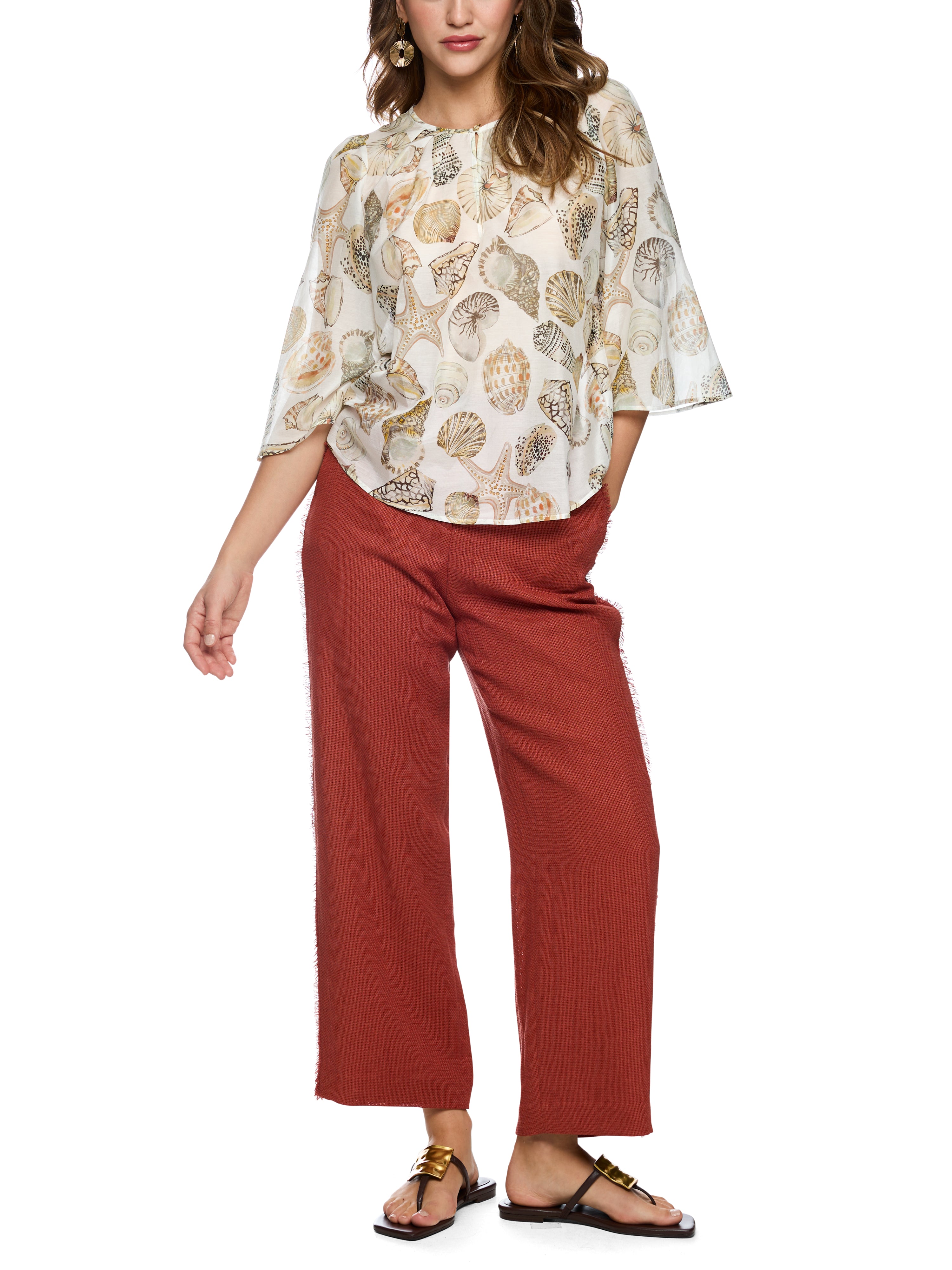 Marc Cain Blouse with Shell Print Off White AC51.38W49