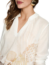 Marc Cain Collections Blouse Shirt with Shell Print Off White AC55.07J58
