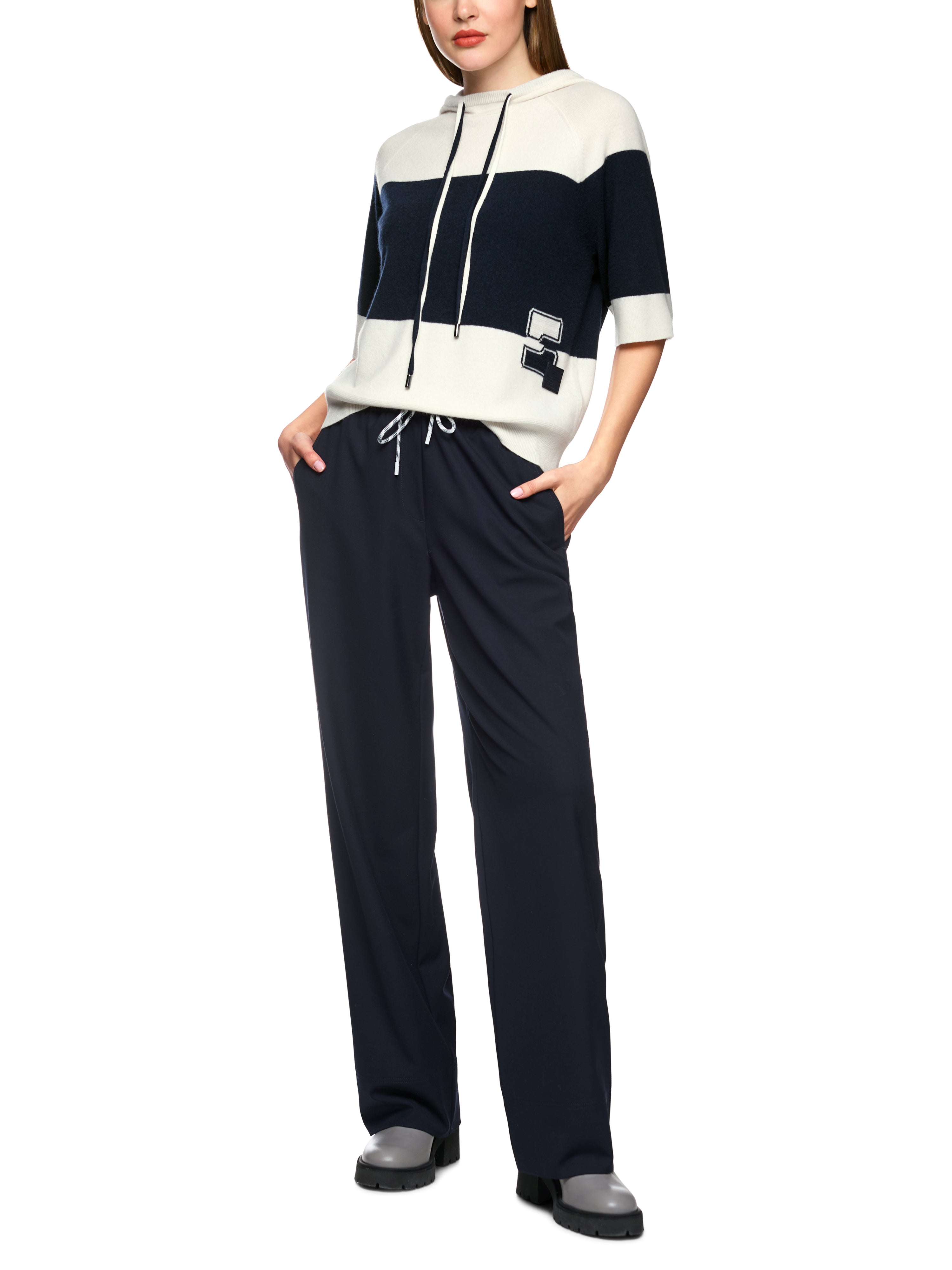 Marc Cain Sports Hooded Jumper with Cashmere Navy