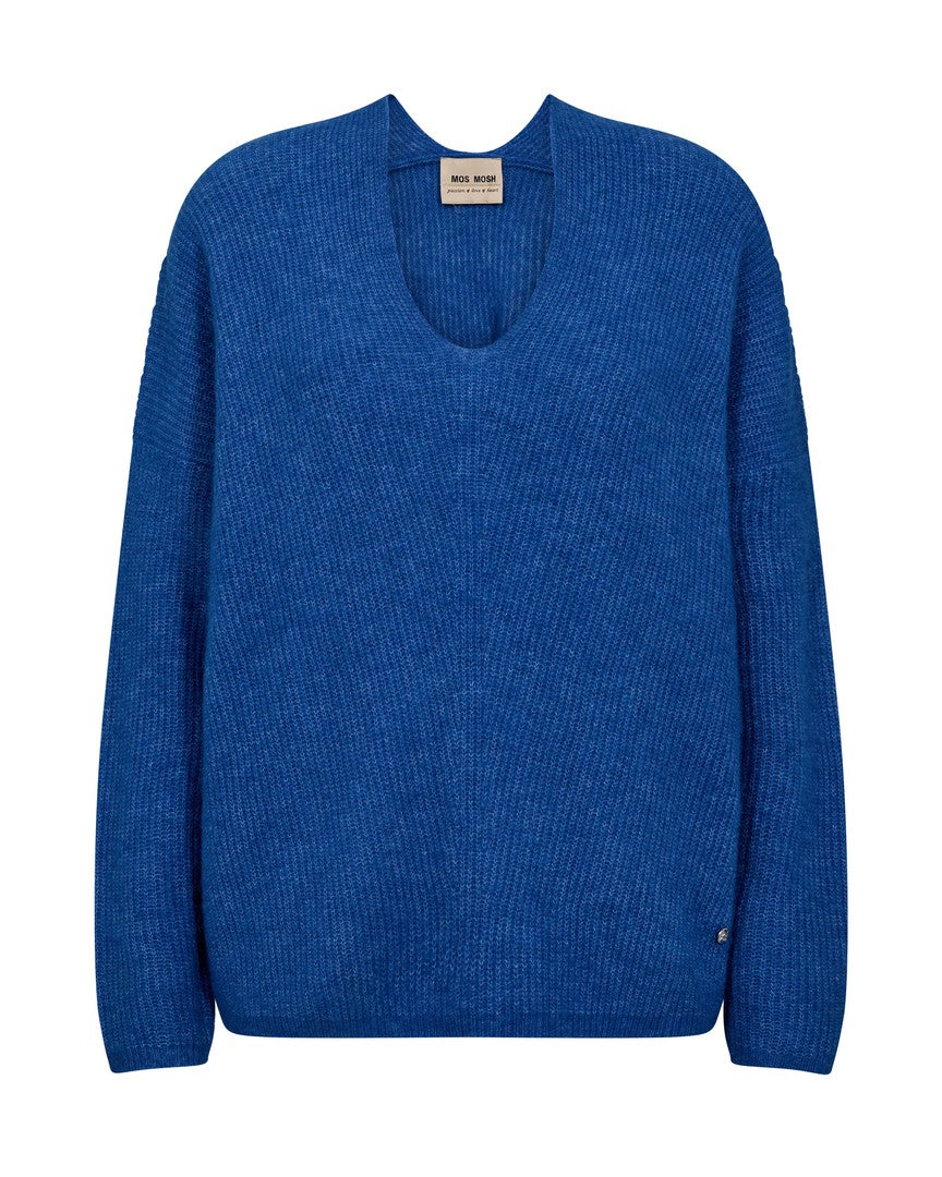 Mos Mosh Thora V-Neck Knit Lolite Blue