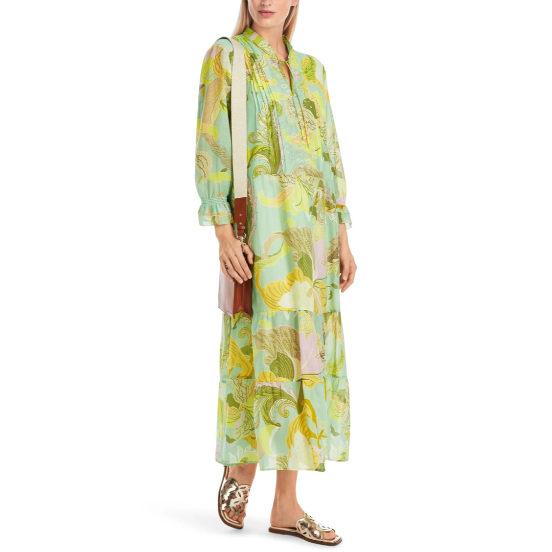 Marc Cain Midi Dress with Leaf Motif Limeade