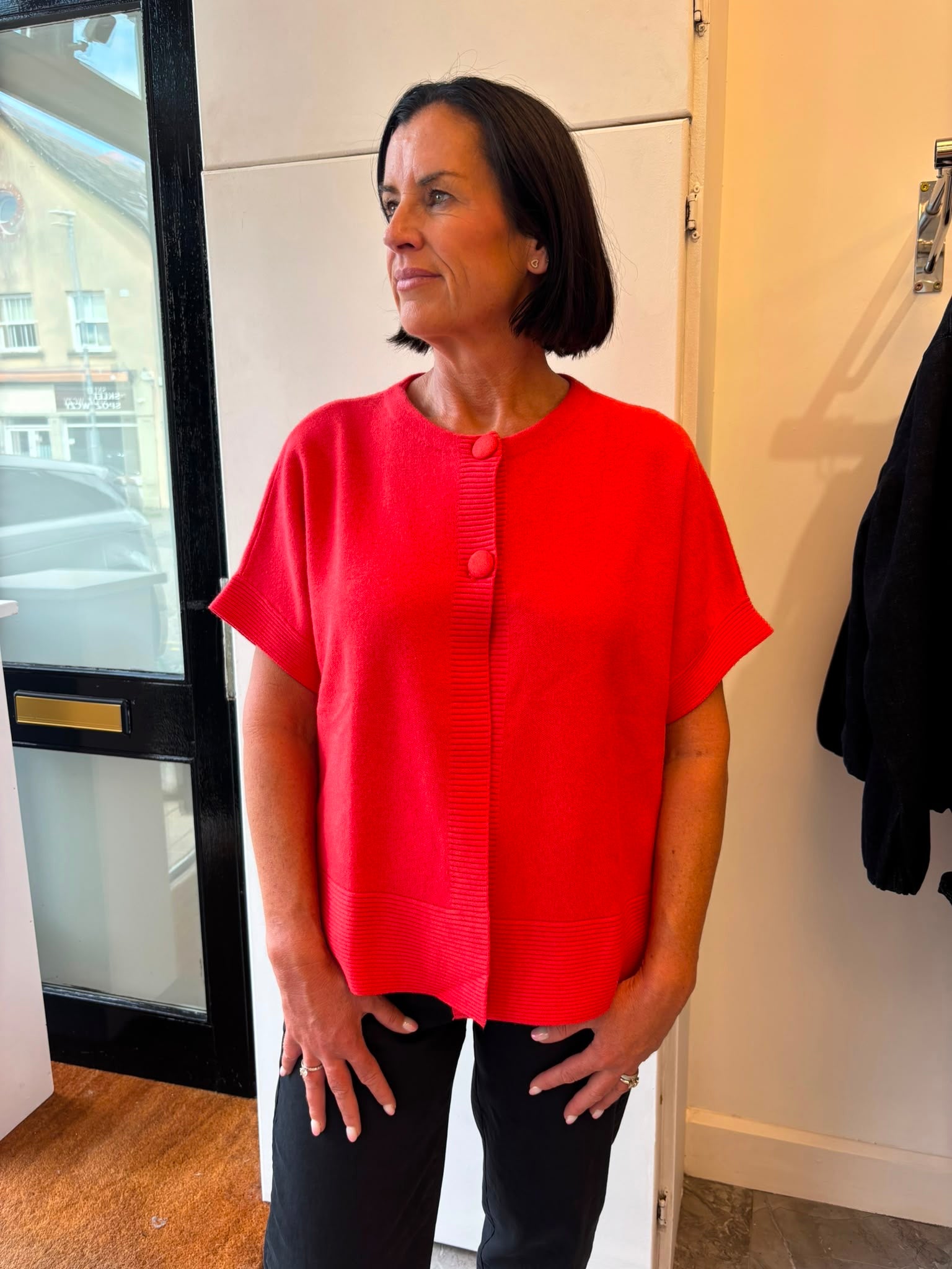 d.e.c.k. By Decollage Short Sleeve Cardi Red